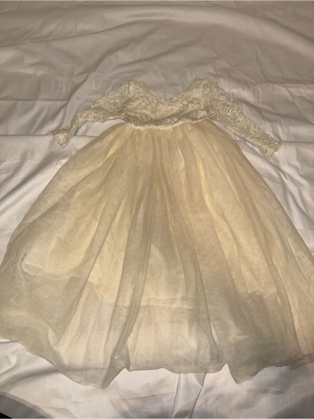 Girls Cream Lace Tulle Dress - Elegant Party Dress